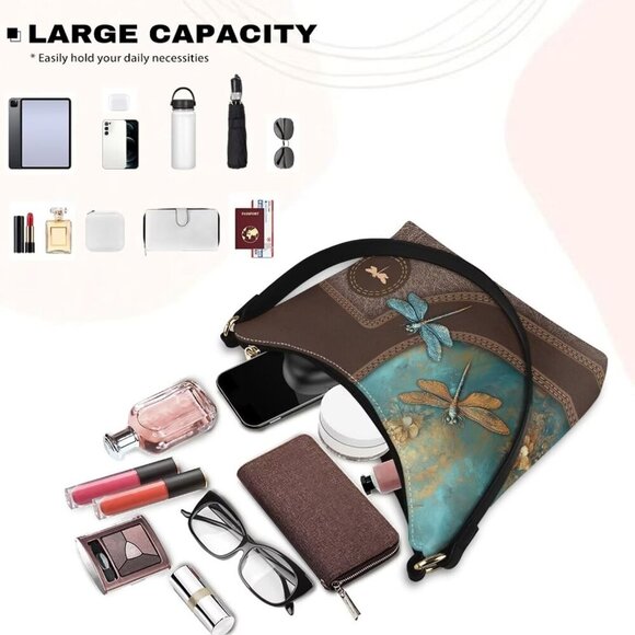 Leather Underarm Bag for Women Zipper Travel Purse Fashion Accessories - Picture 6 of 8